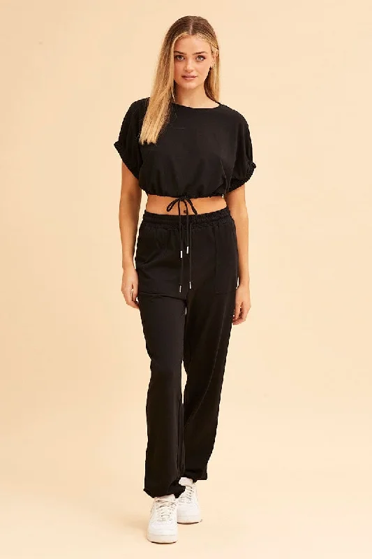 Black Jamie Cotton Jersey Lounge Pants