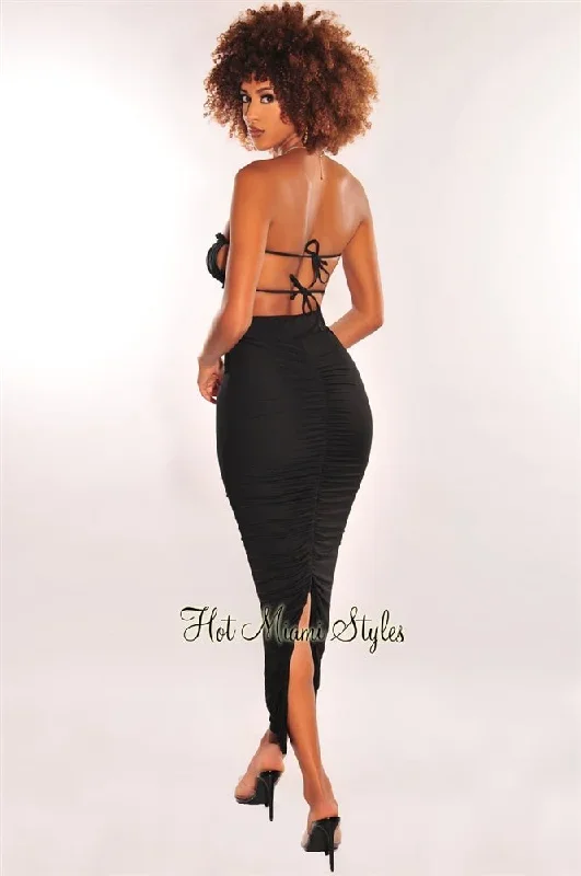 black-ruched-high-waist-maxi-skirt