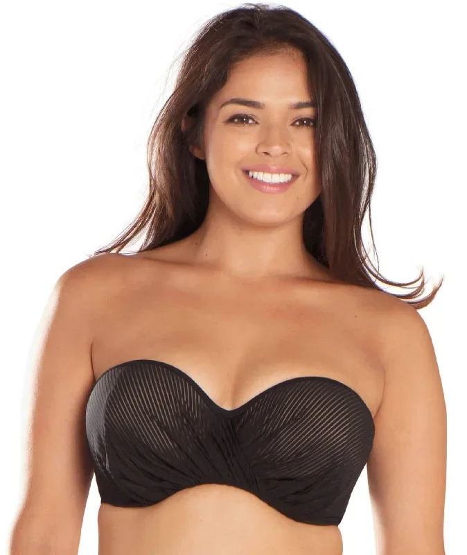 Curvy Kate Onyx Bandeau Bikini - Black Stripe