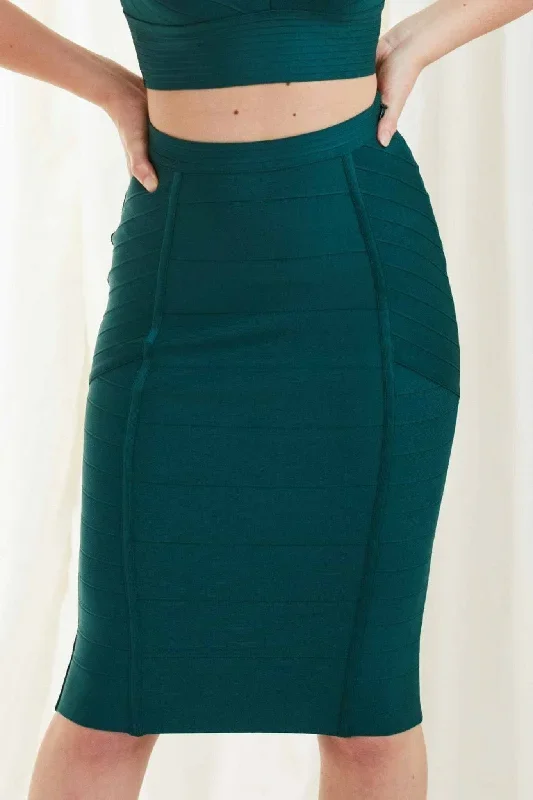 double-second-green-bandage-pencil-skirt