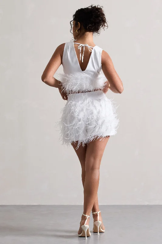 encore-white-feather-shorts-cl133263005