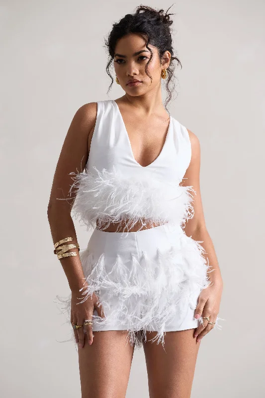 encore-white-feather-shorts-cl133263005