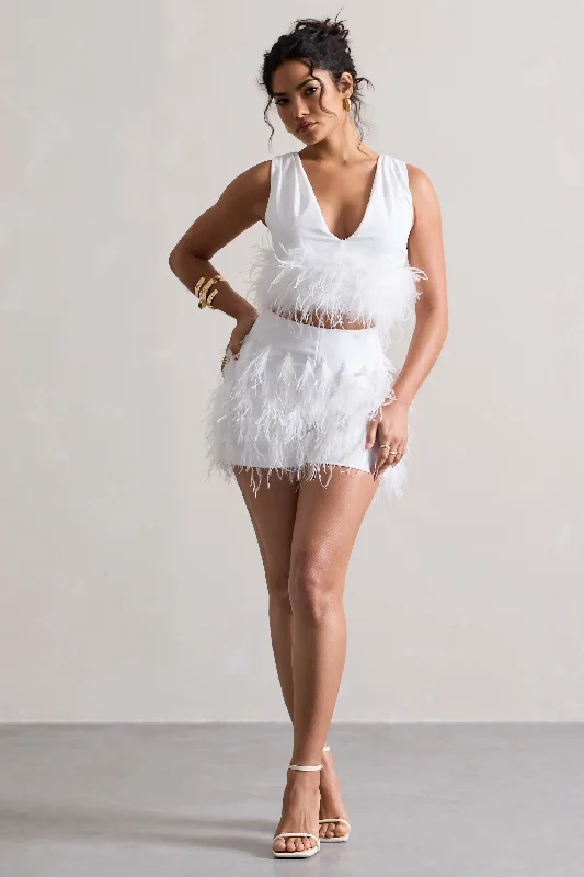 encore-white-feather-shorts-cl133263005