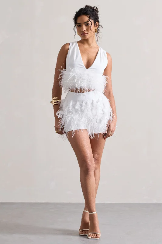 encore-white-feather-shorts-cl133263005