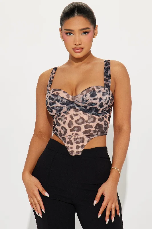 Fierce Mesh Corset Top - Brown/combo