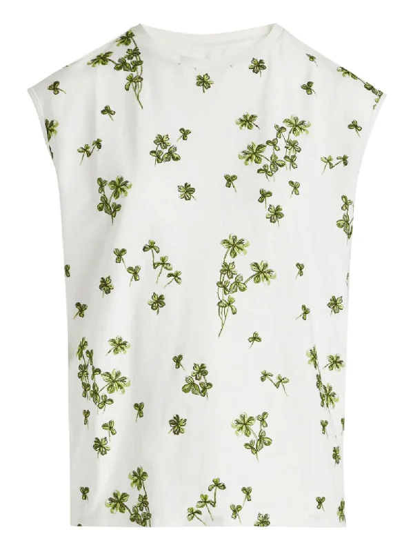 Clover Embroidery Jersey Top