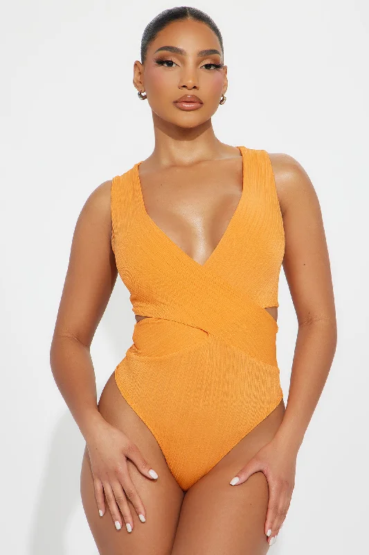 Going Places Textured Bodysuit - Orange