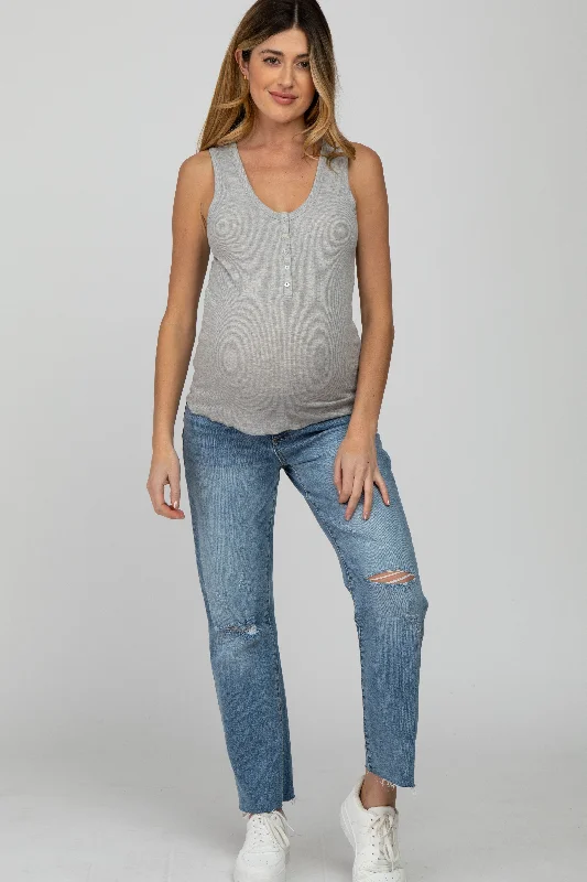 heather-grey-ribbed-button-front-maternity-tank-top-1