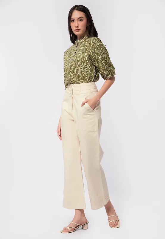 High Waist Pants with Mix Buttons