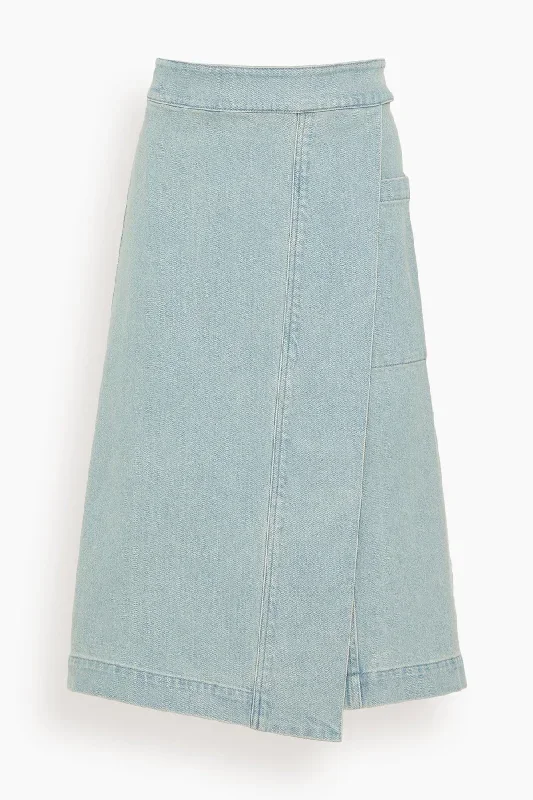 Iris Wrap Skirt in Grey Indigo