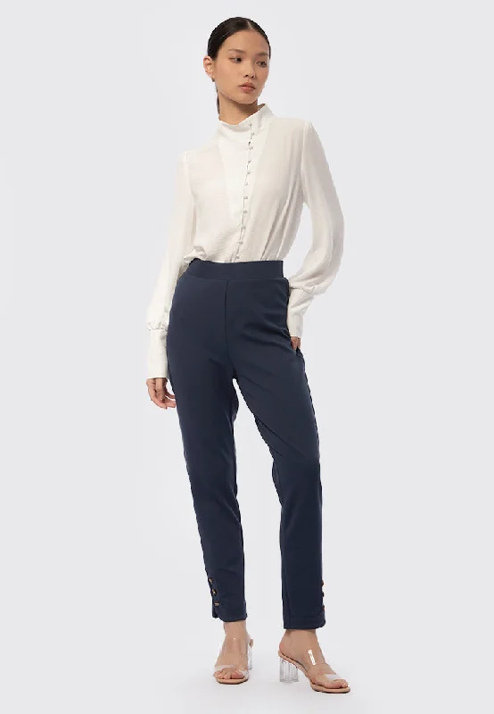 Knit Trousers with Button Details