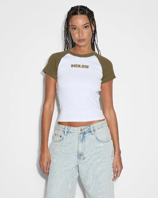 KSB BABY RINGER SS TEE KHAKI/WHITE