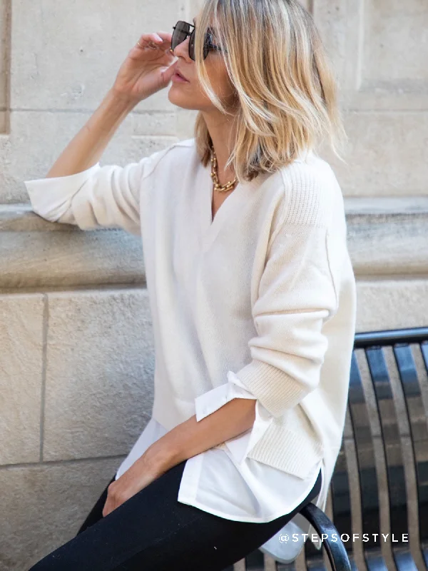 looker-vneck-layered-sweater-tan-white