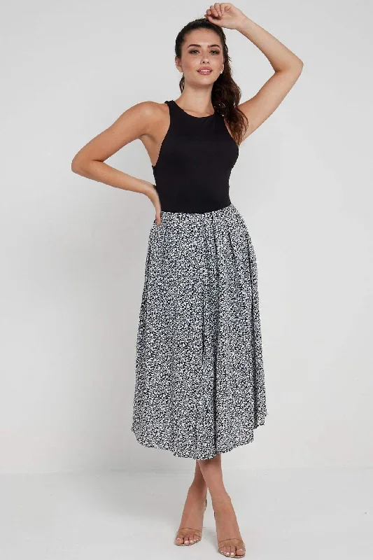 love-sunshine-black-ditsy-printed-side-slit-pleated-midi-skirt