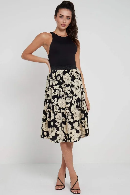 love-sunshine-black-floral-printed-tiered-midi-skirt