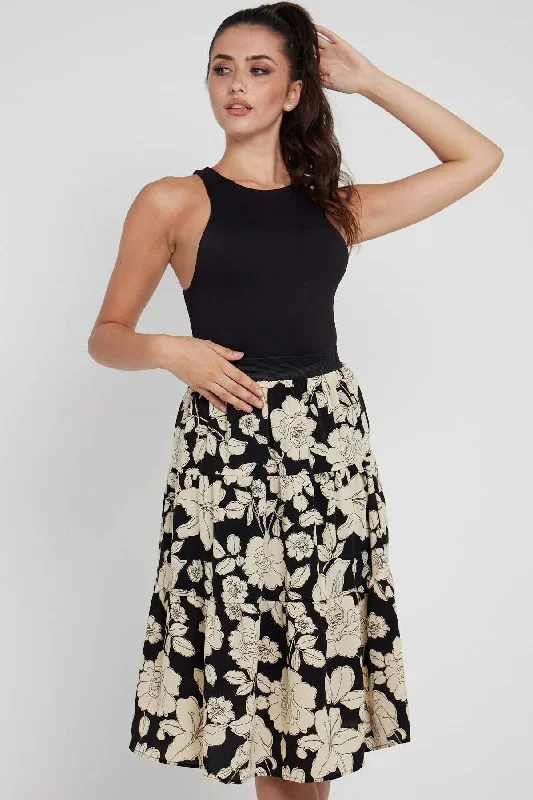 love-sunshine-black-floral-printed-tiered-midi-skirt