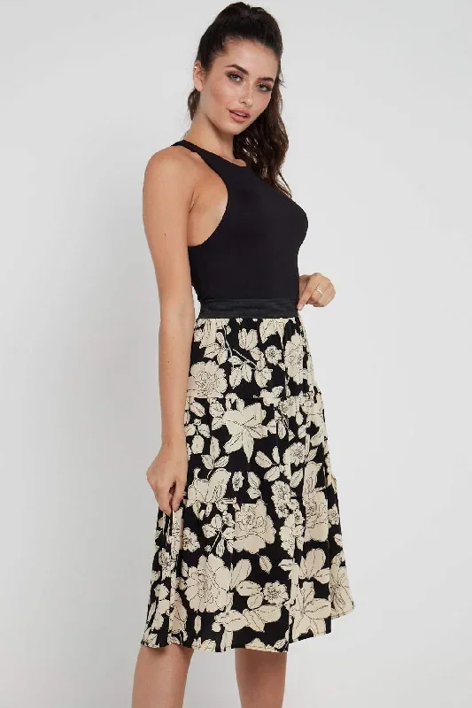 love-sunshine-black-floral-printed-tiered-midi-skirt