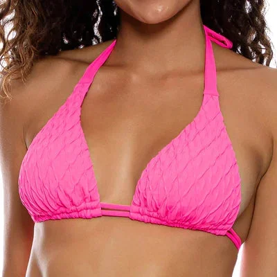 Luli Fama Shocking Pink Triangle Halter Top