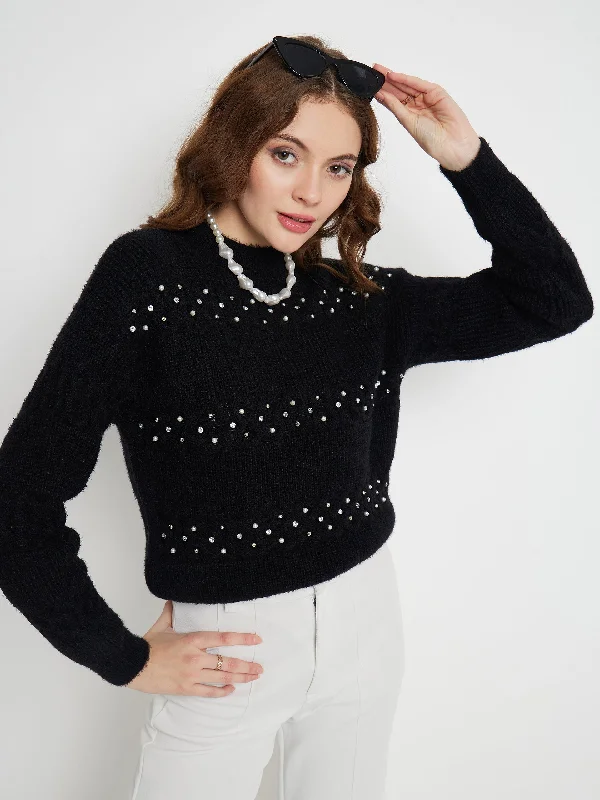 Madame Feather Knit Black Sweater