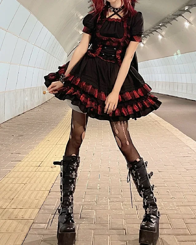 mengfuzi-punk-cat-exquisite-multi-colored-punk-lolita-blouse-and-skirt-set