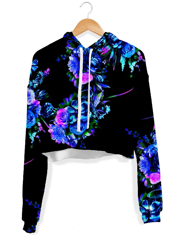 Midnight Garden Fleece Crop Hoodie