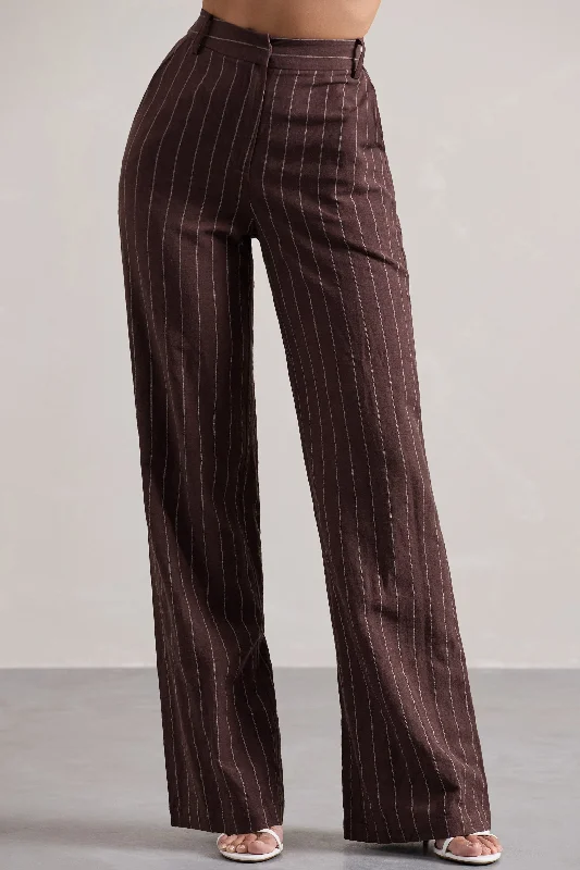 missed-out-chocolate-brown-pinstripe-wide-leg-trousers-cl132257067