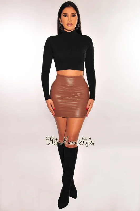 mocha-faux-leather-mini-skirt