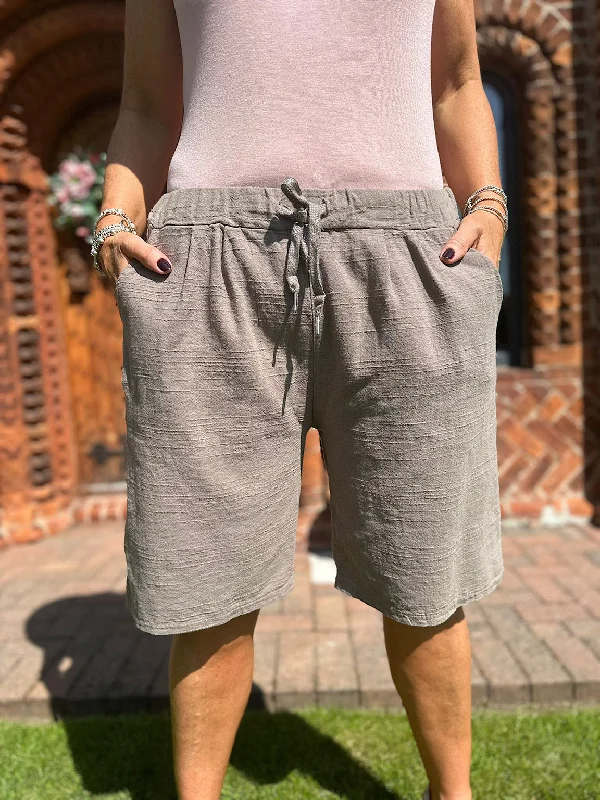 Mocha Linen Blend Shorts