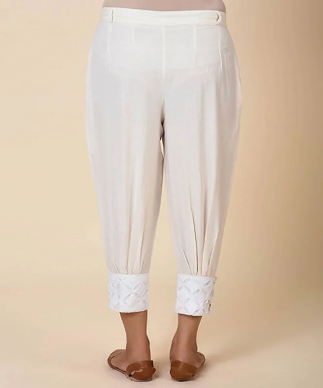 natural-white-handcrafted-kora-cotton-womens-cuff-pants-with-cutwork-embroidery