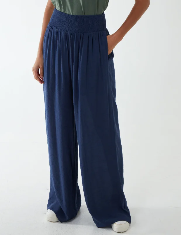 navy-shirring-waist-wide-leg-trouser