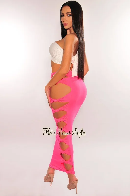 neon-pink-high-waist-cut-out-knotted-slit-skirt