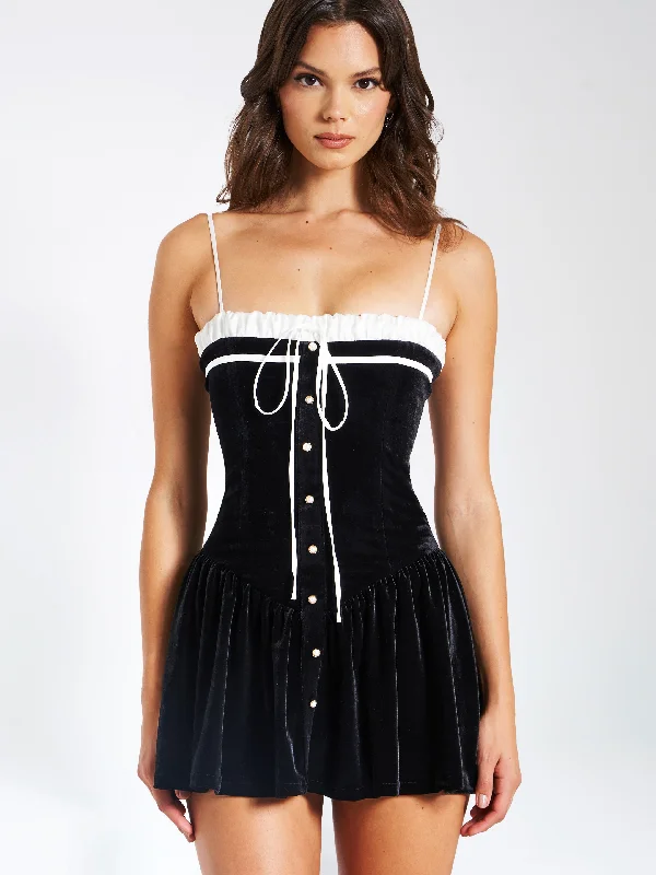 olya-black-and-white-velvet-a-line-corset-mini-dress