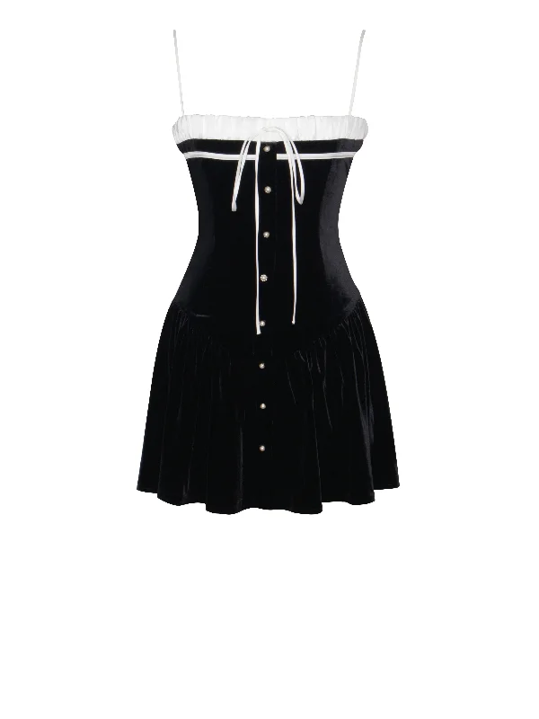 olya-black-and-white-velvet-a-line-corset-mini-dress