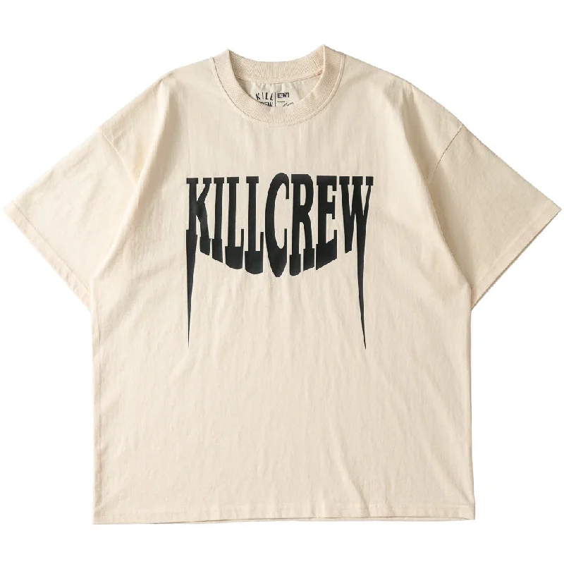 OVERSIZED ""FANGS"" T-SHIRT - CREAM / BLACK