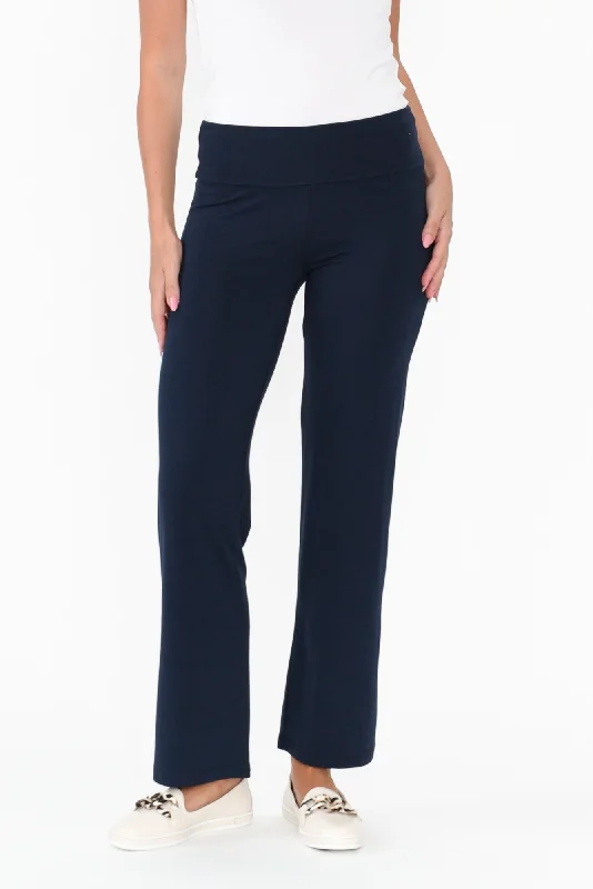 Pamela Dark Navy Bamboo Pants - Petite