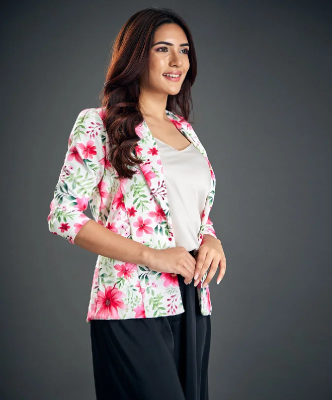 Pink Floral Work Wear Blazer