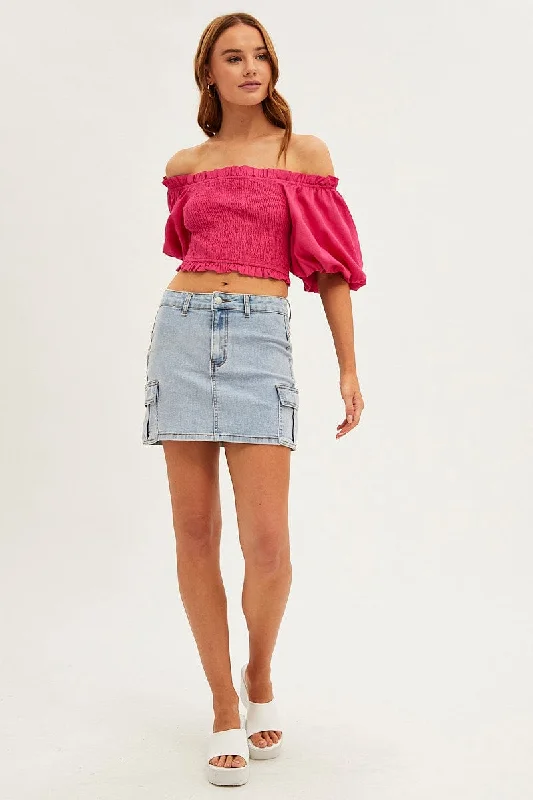 pink-shirred-top-volume-short-sleeve-crop-linen-blend-wc1493-38w