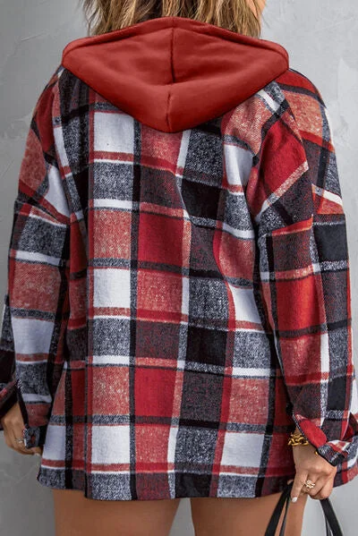 plus-size-plaid-button-up-hooded-jacket