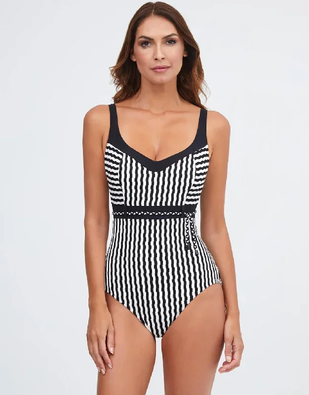 Portofino Underwired Swimsuit - Black and White