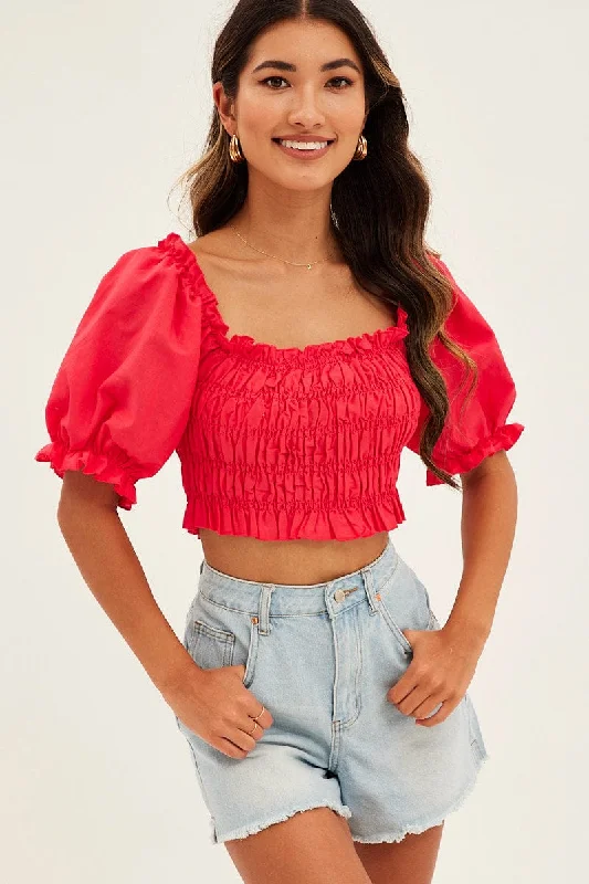 red-crop-top-short-sleeve-square-neck-linen-blend-wc1045bx-47wb