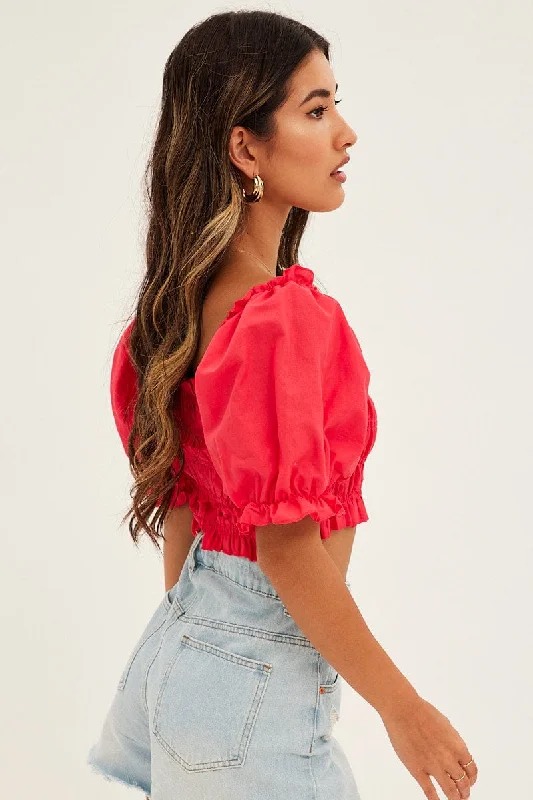 red-crop-top-short-sleeve-square-neck-linen-blend-wc1045bx-47wb