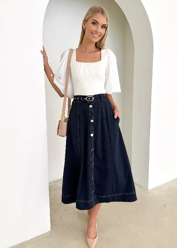 Reidan Midi Skirt - Indigo