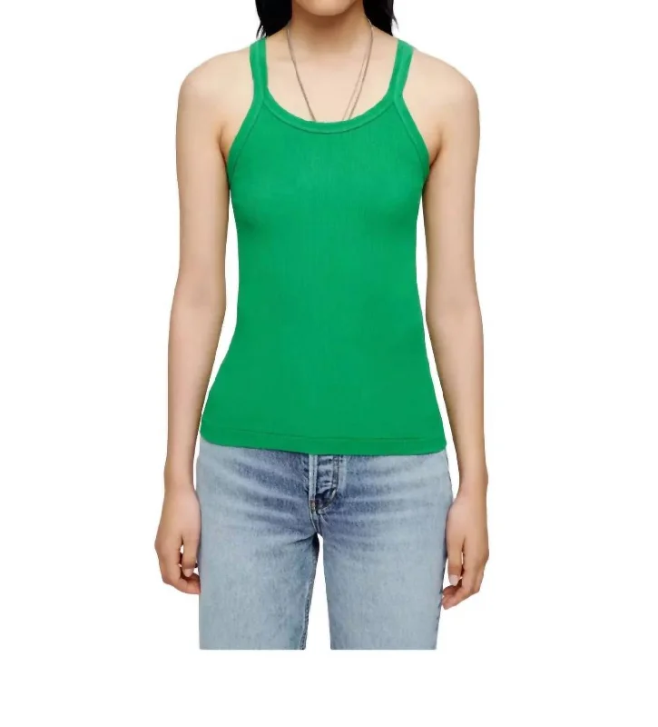 Ribbed Tank Top In Kelley Green