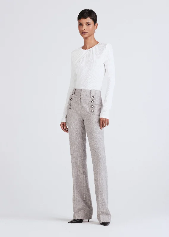 Robertson Flare Trouser - Grey-White