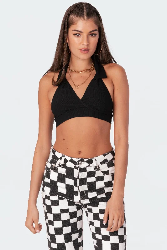 Jerry Ribbed Open-Back Crop Top