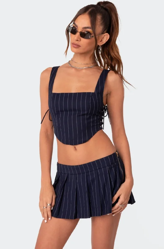 Pinstripe Side Lace Up Corset