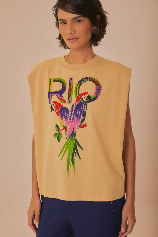 Sand Rio Shoulder Pad Organic Cotton T-Shirt