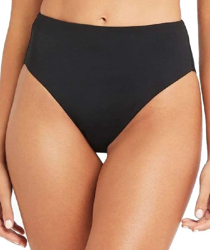 Sea Level Essentials Retro High Waist Bikini Brief - Black