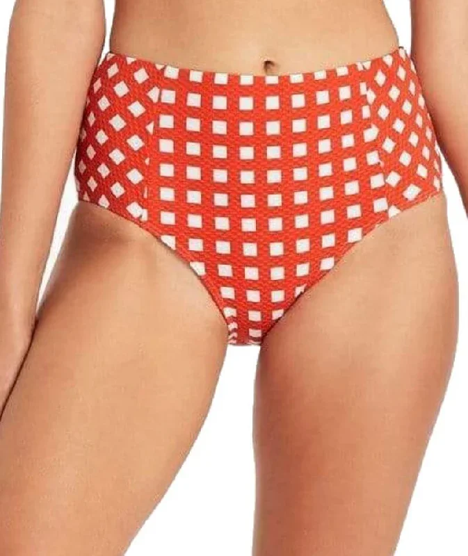 Sea Level Le Damier High Waist Bikini Brief - Orange