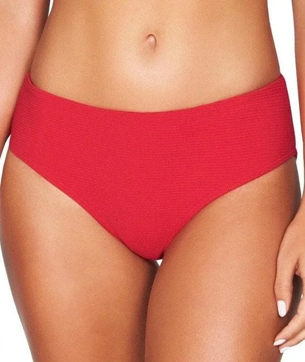 Sea Level Riviera Rib Mid Bikini Brief - Red